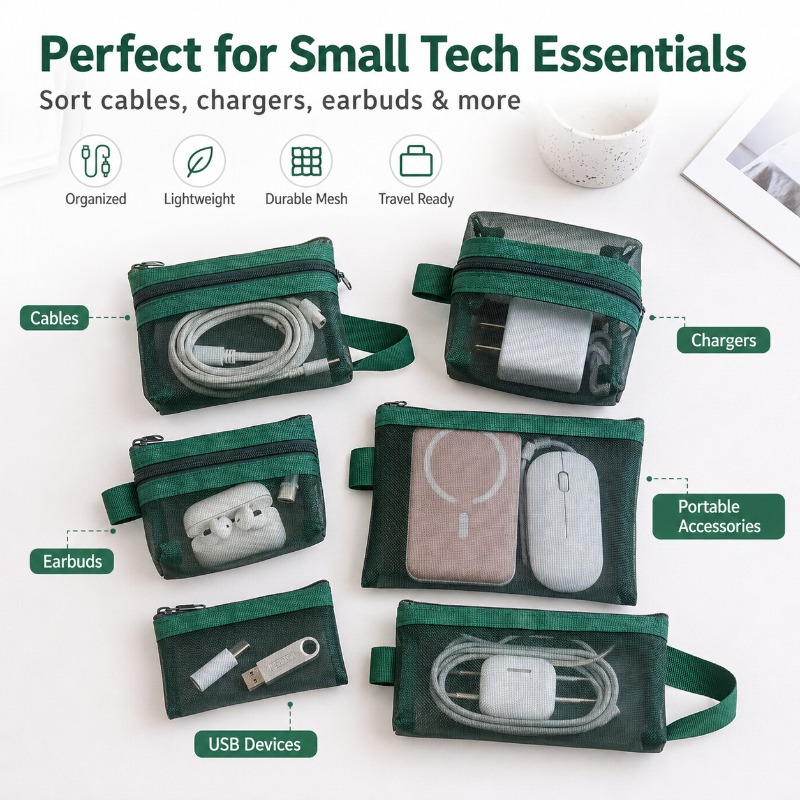 6PCS Portable Mesh Tech Access - Tech Woven Accessories ulasan dan harga
