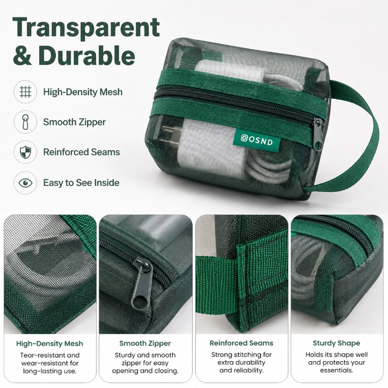 6PCS Mesh Tech Organizer Pouch - Tech Woven Accessories ulasan dan harga
