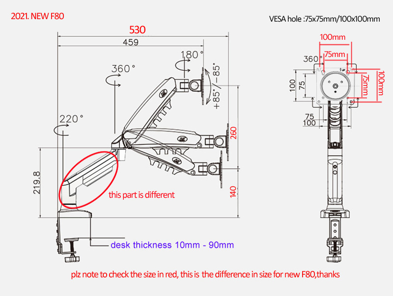NEW NB F80 17-30' Desktop LED  - Monitor Arm Single ulasan dan harga